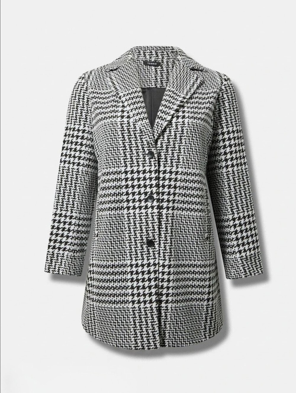 TORRID Houndstooth Women's Double Breasted Knit Coat Black White Size 3 NWOT